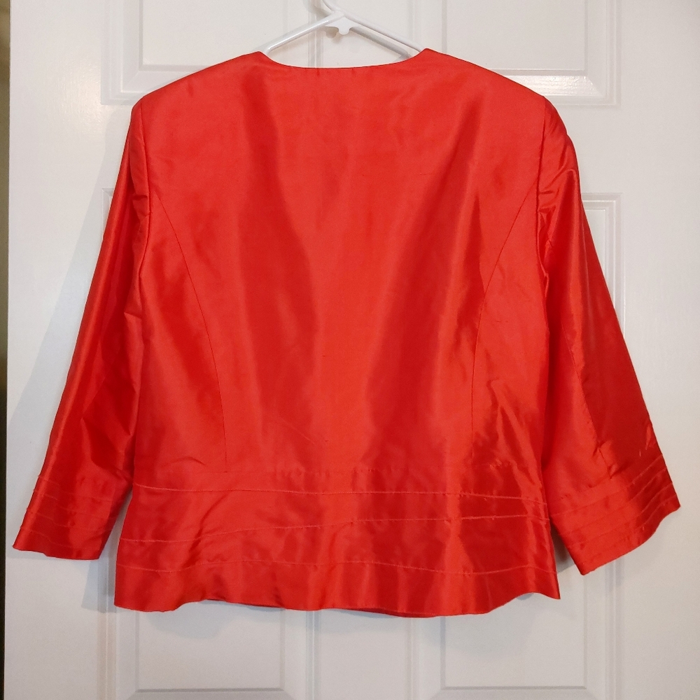 Jones New York Signature Coral Silk Jacket Blazer 14 Like New EUC - Picture 2 of 13